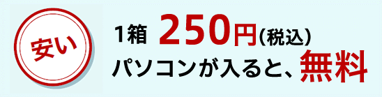 料金 1箱250円  パソコンが入ると、無料！